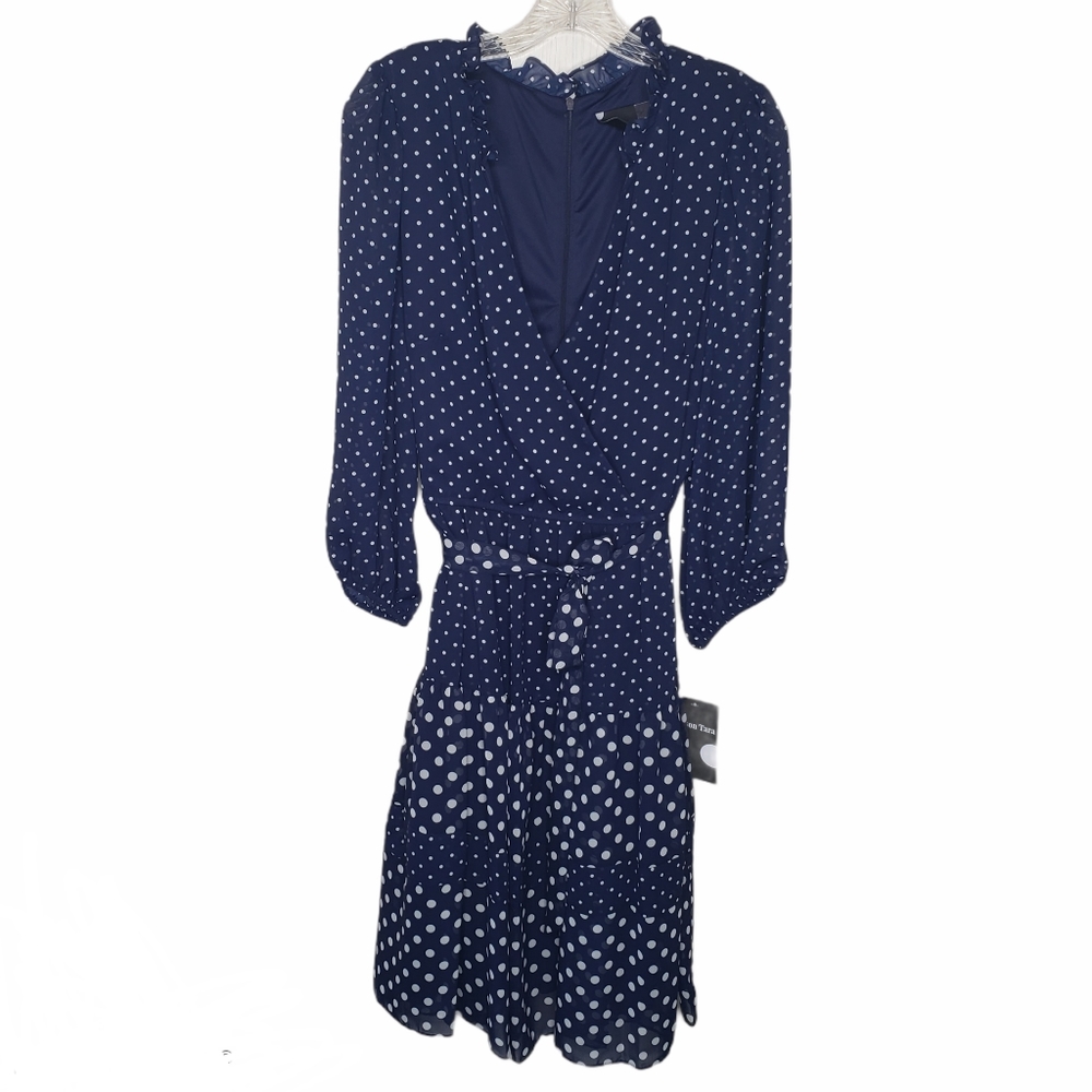 Maison Tara navy/ white polka dot dress plus SZ 16
